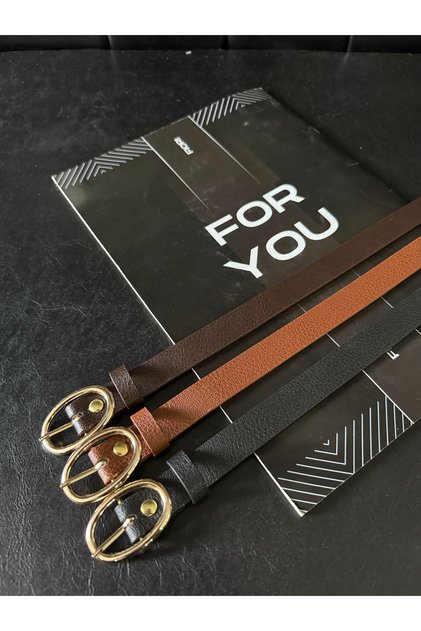 3-Piece Gold Buckle Thin Belt, Trouser Belt, Shirt Belt, Coat Belt, Dress Belt