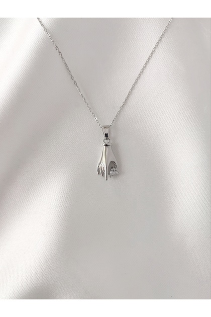 Stainless Steel Zircon Stone Hand Figured Necklace