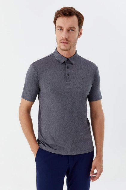 Düğmeli Polo Yaka Erkek T-Shirt Siyah