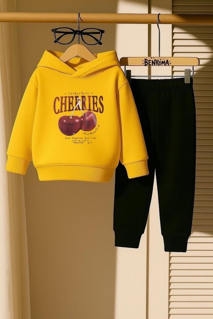 Cheery Cherry Printed 3 Thread Children's Tracksuit Set
