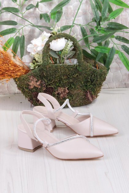 110-473 Fls Piping Stone Open Back Classic Heeled Women's Shoes
