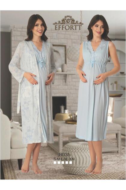 Pregnant Maternity Nightgown Set with Robe