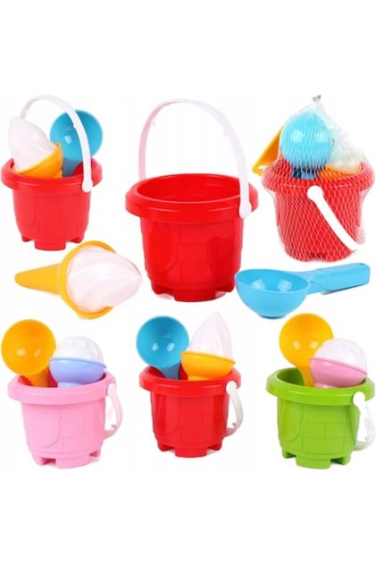 Set de jucării de nisip, TechnoK, găleată rotundă, formă de înghețată, culori asortate, 1+ ani