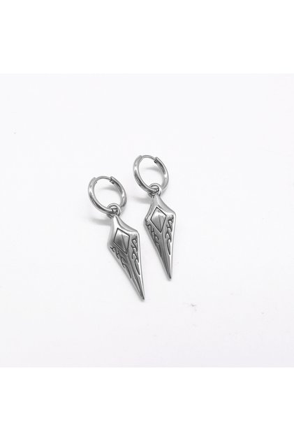 Hanging Embroidered 316L Stainless&Blackened Steel Earrings