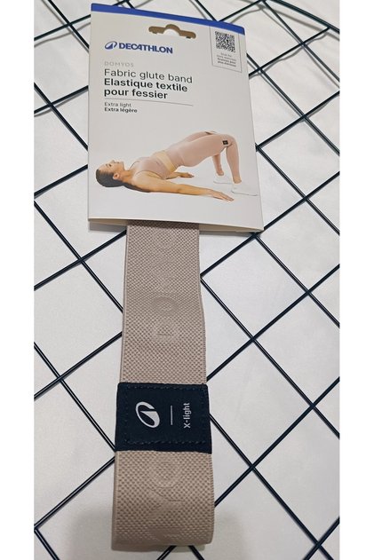 Bandă de rezistență din material textil - Rezistență extra ușoară - Bej - Fitness