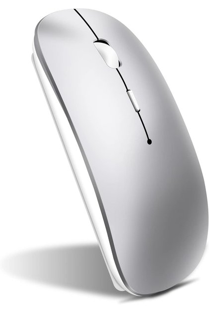 Tablet Telefon Laptop Windows Uyumlu Kablosuz Şarjlı Slim Renkli Bluetooth Mouse Fare - Gri