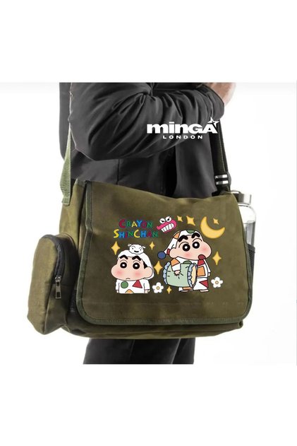 Khaki Animation Messenger Bag - Minga London