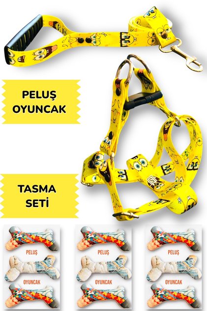 Dog Collar (Chest Collar) Travel Strap Set with Plush Toy