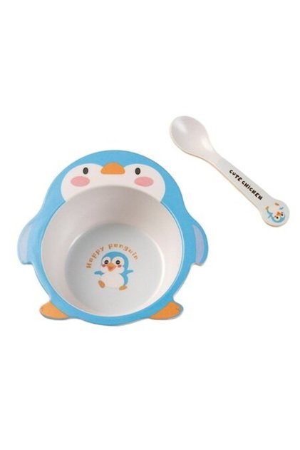 Set Diversificare Bebelusi, 2 Piese, Bambus, Mixbo, Model Pinguin
