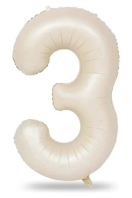 3 Years Old Cream Foil Balloon 34 Inch (76-82 cm)