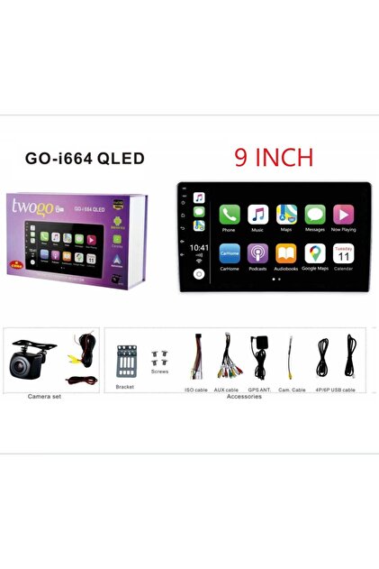 Twogo İ664 QLED 9 Inch Multimedya 4+64Gb 8 Çekirdek Android 15