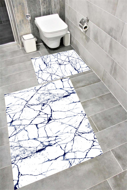Water Resistant Digital Printed Bath Mat Set with Non-Slip Base