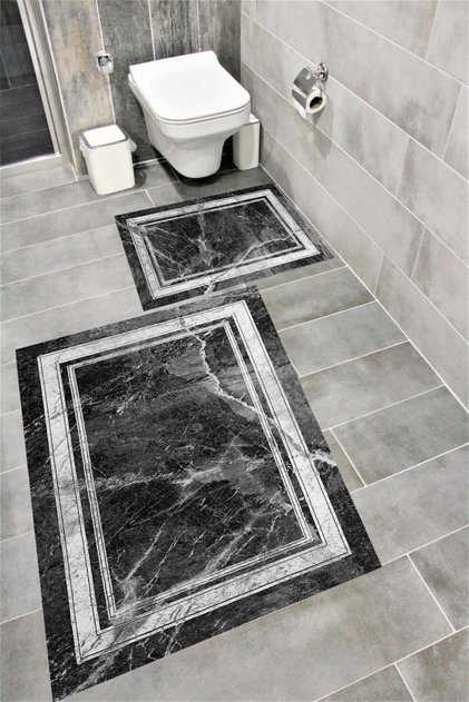 Water Resistant Digital Printed Bath Mat Set with Non-Slip Base