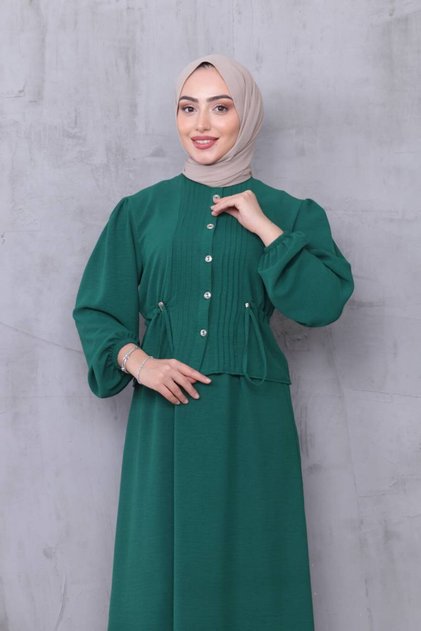 Women's Waist Adjustable Ayrobin Fabric Shirt Skirt Double Hijab Suit