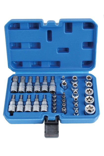 TRUSA CHEI TUBULARE PROFIL E BITI TORX 3/8 34 PIESE T10-T60 E4-E20