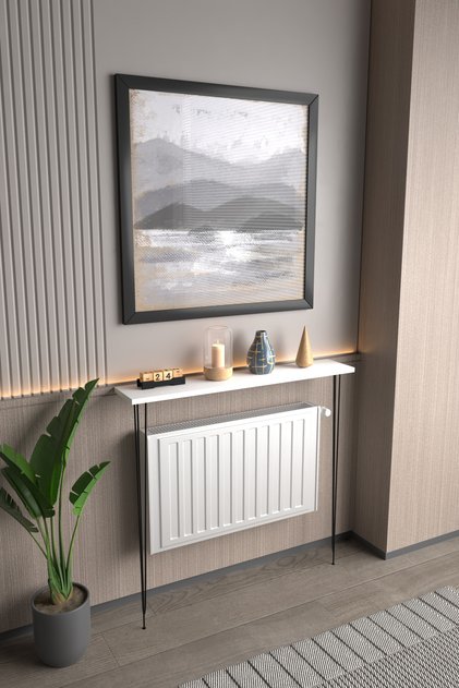 Violet Minimalist Metal Ayaklı Dar Dresuar Dekoratif Petek Üstü Dresuar 90 Cm