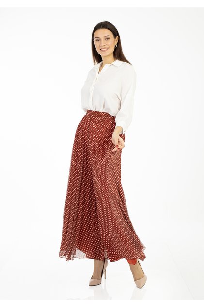 Maxi Size Polka Dot Lined Pleated Chiffon Trousers