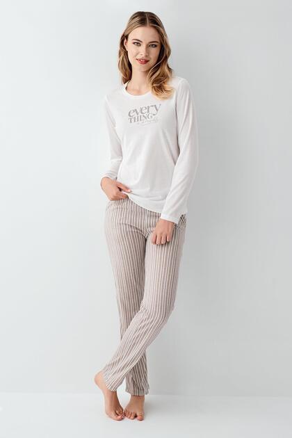 Women's 100% cotton pajama set, long sleeve, pockets, summer Printed