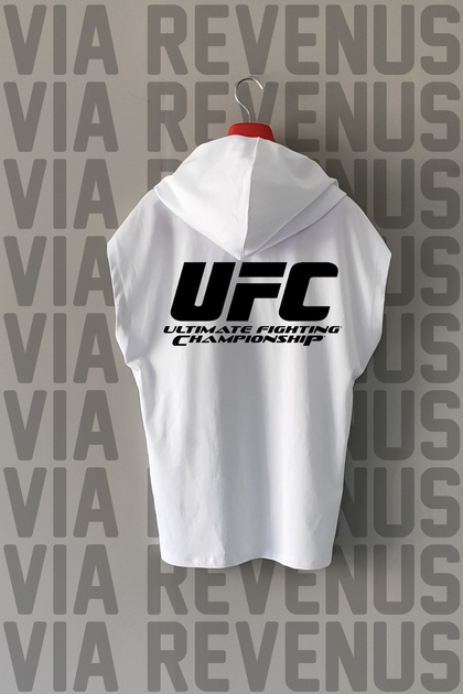 تيشيرت رياضي من القطن بنسبة 100% بطبعة أمامية وخلفية من UFC بدون أكمام