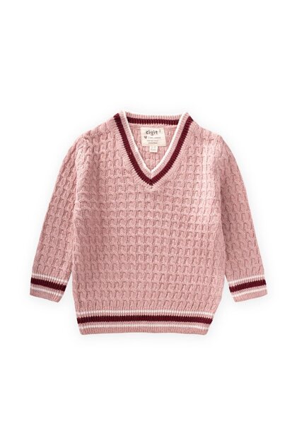 Hair Knitted V-Neck Sweater 2-9 Years Powder Pink