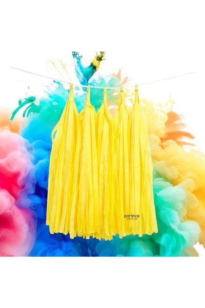 Tassel Decoration Yellow 5 Pack - DIY Party Ornament 12X41 cm
