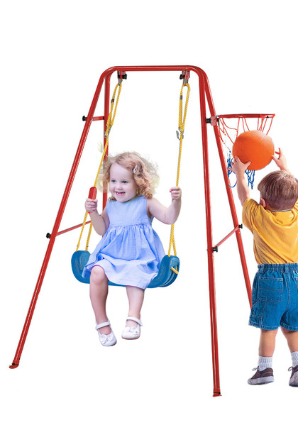 A-Frame Swing Set - Outdoor Backyard Swing for Kids with Non-Slip Seat, Rust-Resistant Frame