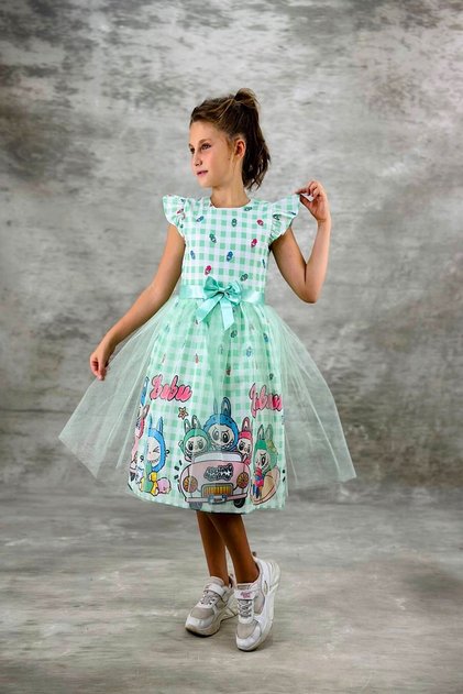 Super Concept Girl's Crepe Evening Dress with Tulle Puffy Skirt-Party-Birthday Dress