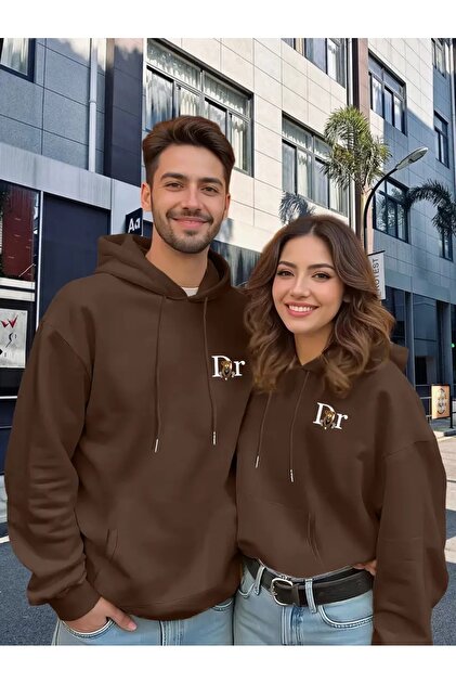Dear or Friend Couple Combination Dr Teddy Bear Printed Hooded Sweatshirt Set of 2