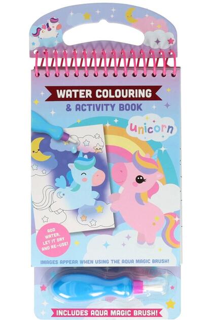 Unicorni. Caiet de colorat cu acuarelă și activități (include)