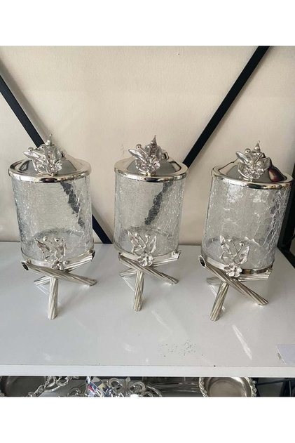 GÜMÜŞ PİRİNÇ JAPONGÜL ÇATLAK KAVANOZ 3’LÜ SET
