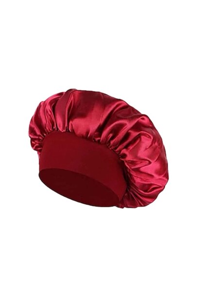 Bonetă din satin CoolSmile - menține hidratarea părului, reduce încurcarea, bandă elastică - Roșu