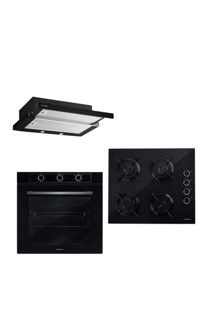 Aspiratörlü 7 Prg 77 Litre Siyah Optimum Ankastre Set