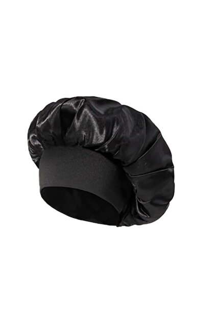 Bonetă din satin - menține hidratarea părului, reduce încurcarea, bandă elastică, Negru