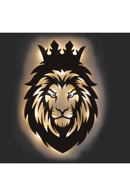 Led Işıklı Portre Aslan Figürlü Tablo Duvar Dekorlu Gece Lambası