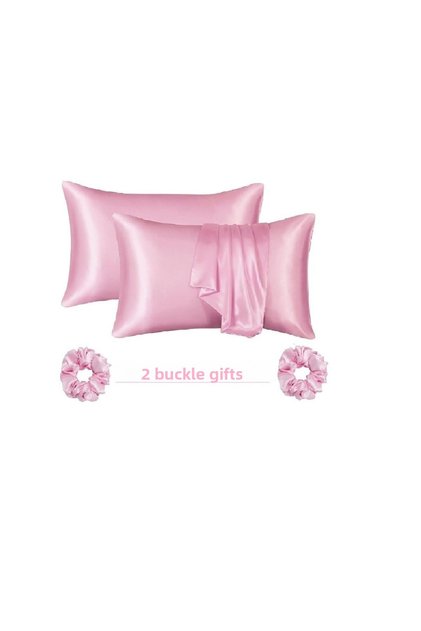 ANT SPECIAL Silk Textured Satin 50x70 Cm Pillow Case Anti-Sweat Odorless Curly Hair PINK 2 Pieces