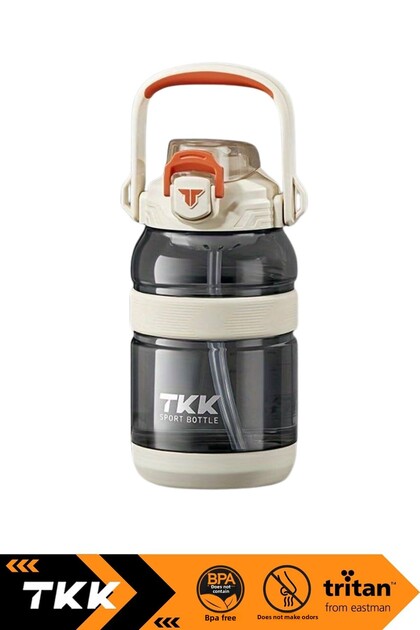 New Collection Tkk 1200ml - Use Without Straw and Straw, Neck Hanging, Handled Tritan Water Flask