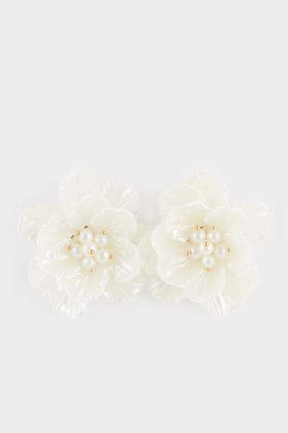 Women's White Floral Earrings F0891Axns