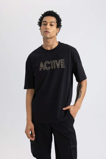 Fit Oversize Fit Crew Neck Embroidered Short Sleeve T-Shirt C1426ax24sm