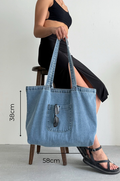 New Model Mega Large Size Denim Fabric Quality Both Daily and Stylish Hand and Shoulder Bag with Front Pocket