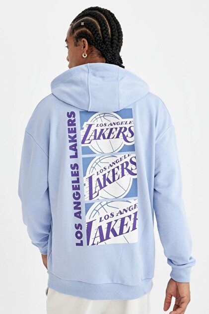 سويت شيرت DeFactoFit NBA Los Angeles Lakers ذو قلنسوة مريح B3893AX24SP