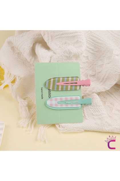 2-Piece Acetate Durable Non-Marking Makeup Clips Striped Pattern - Skin Care Clip Hair Clips Set