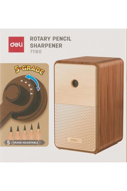 71160 5-Stage Adjustable Manual Pencil Sharpener, Auto-Clearing Blade, Large Shavings Box - Bro