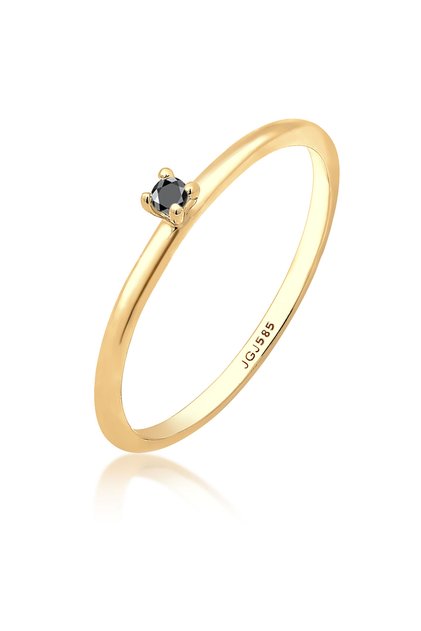 Ring DIAMANTEN Ring mit Diamanten Damen Diamant Brillantschliff Schwarz (0,003 ct) 585 Gelbgold V