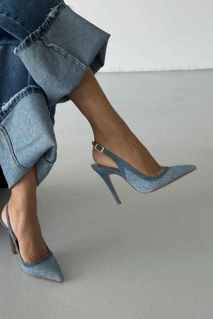حذاء نسائي بكعب 10 سم من Echo Denim Straw