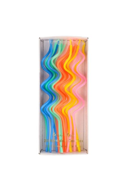 - Mixed Swirly Candles - Renkli Kıvrımlı Mumlar - 20'li