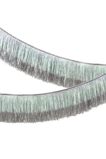 - Silver Iridescent Tinsel Fringe Garland - Gümüş Püsküllü Asılan Süs