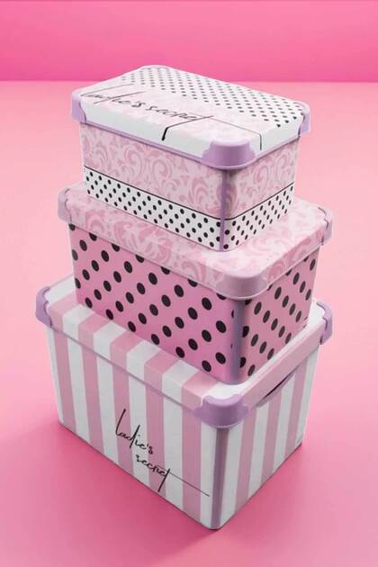 Style Box Ladys Secret Patterned 3 Piece Decorative Storage Box Set
