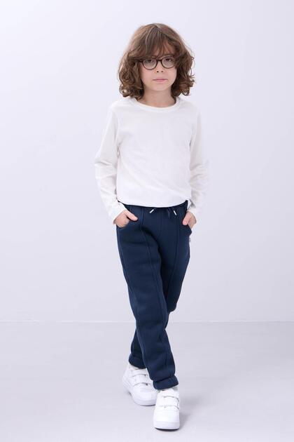 Άνετο Unisex Παιδικό Φούτερ Navy Blue με ελαστική εσωτερική τσέπη Fleece