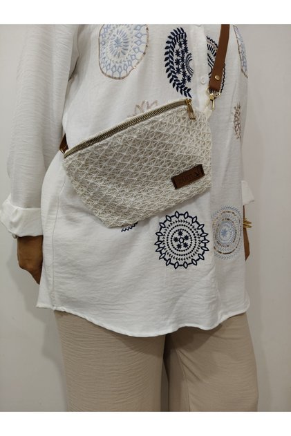 Luxury Hand Knitted Paper Rope Oval Women's Shoulder Bag (Color Straw)