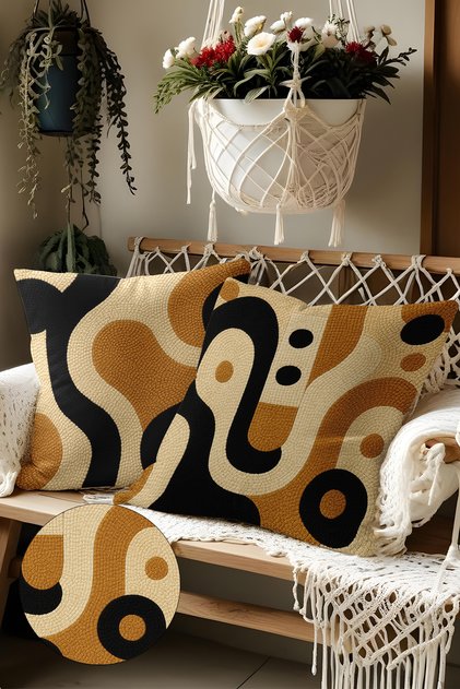 Set of 2 Embroidery Patterned, Double-Sided Printed, Decorative Throw Pillow Case – Bohemian Style, Zippered